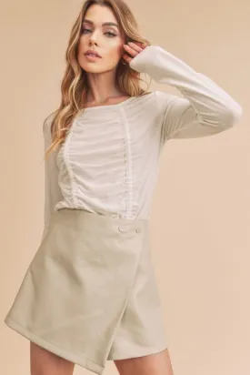 Aemi   Co Ruched Front Round Neck Long Sleeve T-Shirt