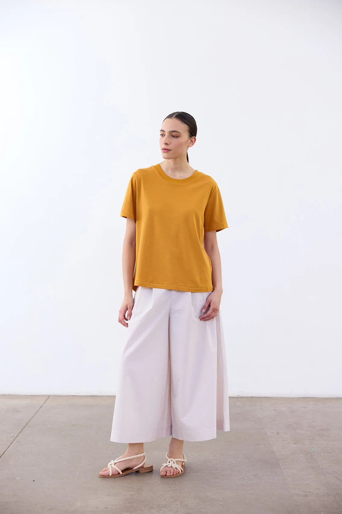 Basic Crew Neck Pima Cotton T-Shirt - Cúrcuma