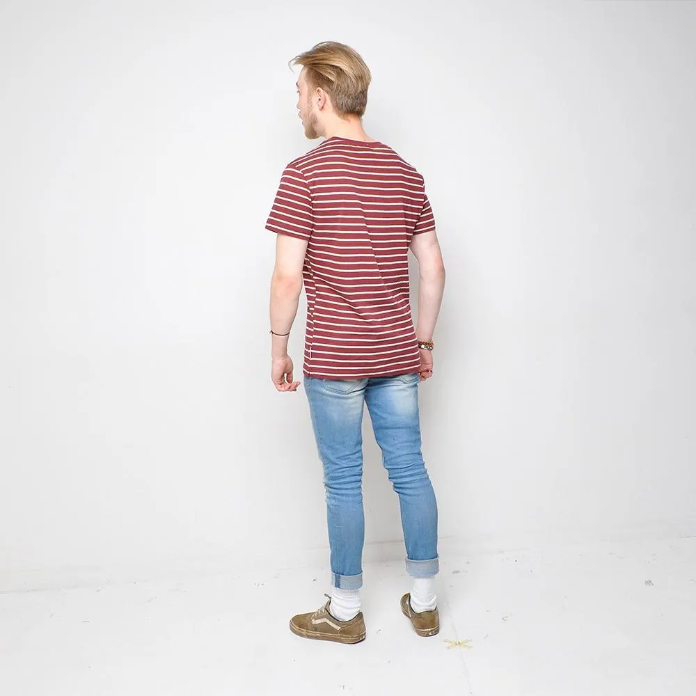 Bellfield - Striped T Shirt - Burgundy