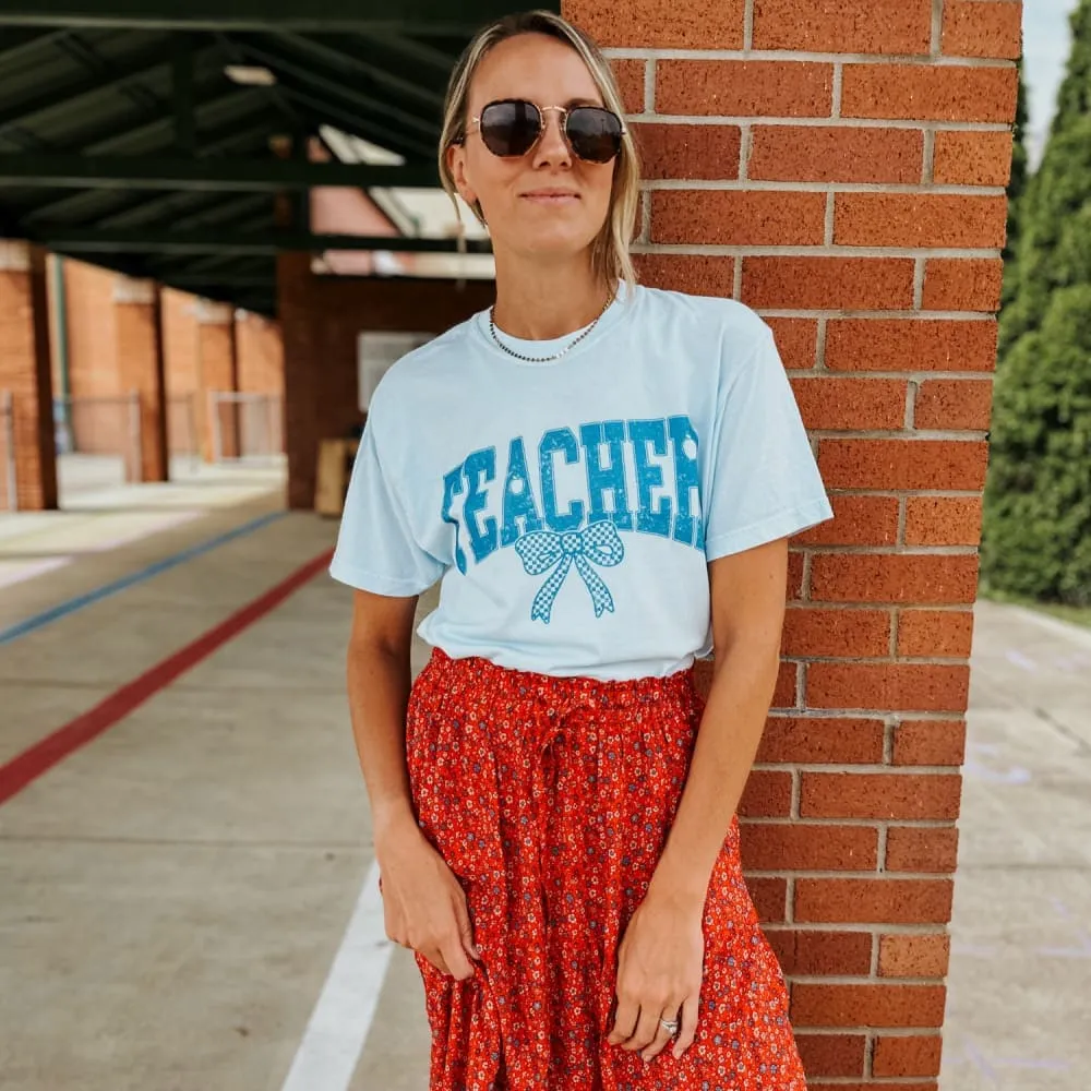 Blue Bow Teacher Tee - Chambray