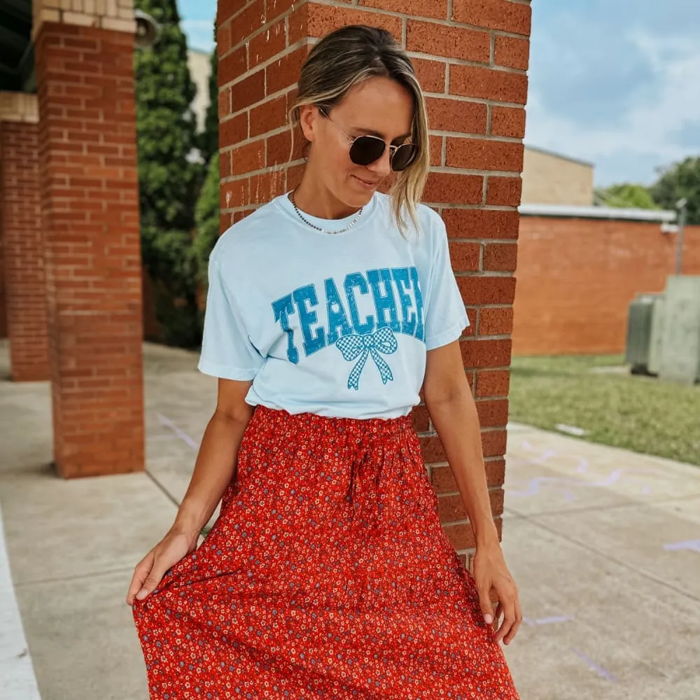 Blue Bow Teacher Tee - Chambray