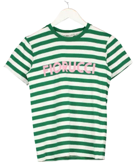 FIORUCCI Green Striped Logo T-shirt UK S