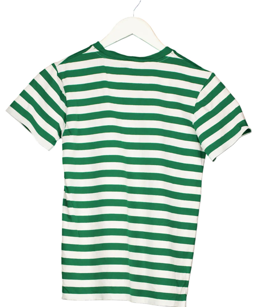 FIORUCCI Green Striped Logo T-shirt UK S