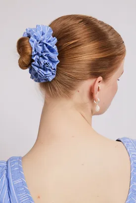 garter scrunchie - blue and white stripe
