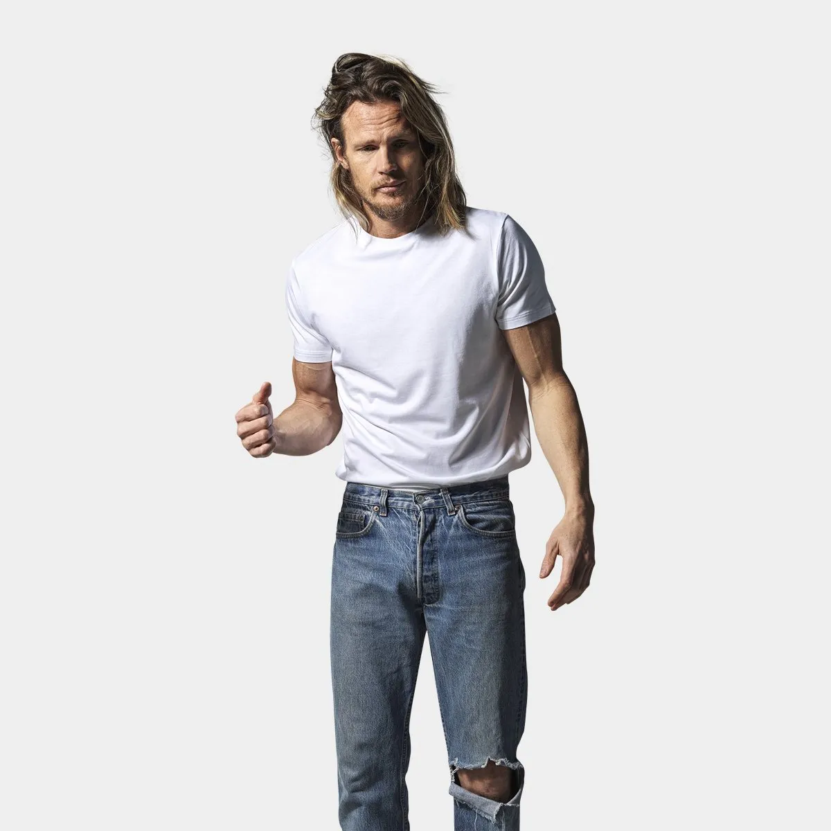 Hvid bambus crew neck T-shirt