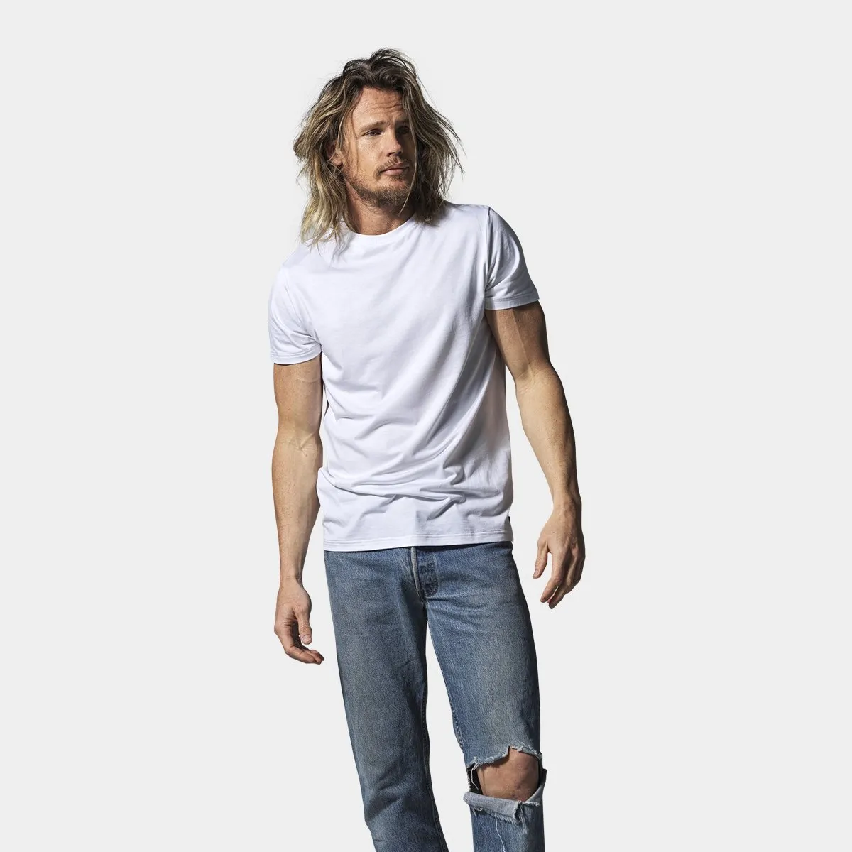 Hvid bambus crew neck T-shirt