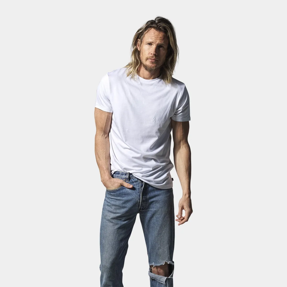 Hvid bambus crew neck T-shirt