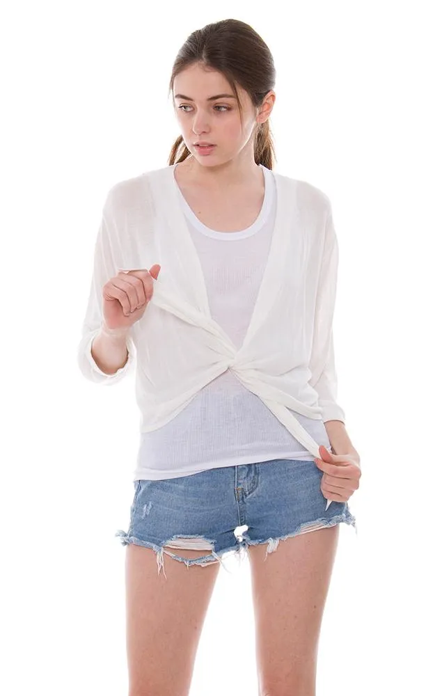 JP801 Solid featuring Tie-knot Front Cardigan
