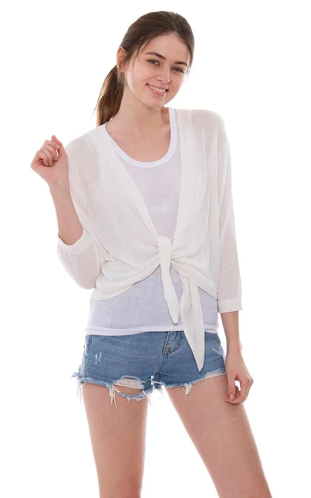 JP801 Solid featuring Tie-knot Front Cardigan