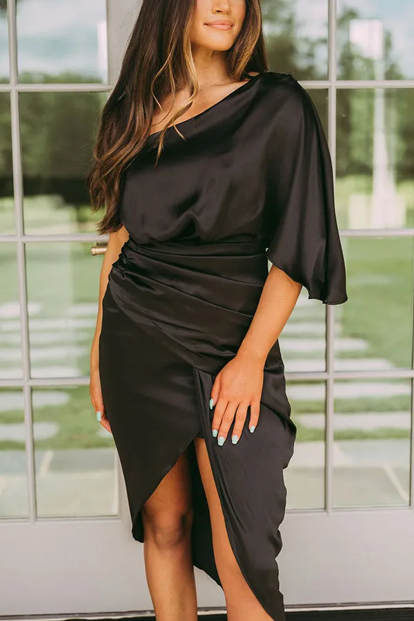 Lilipretty Glam Expectations One Shoulder Satin Drape Dress