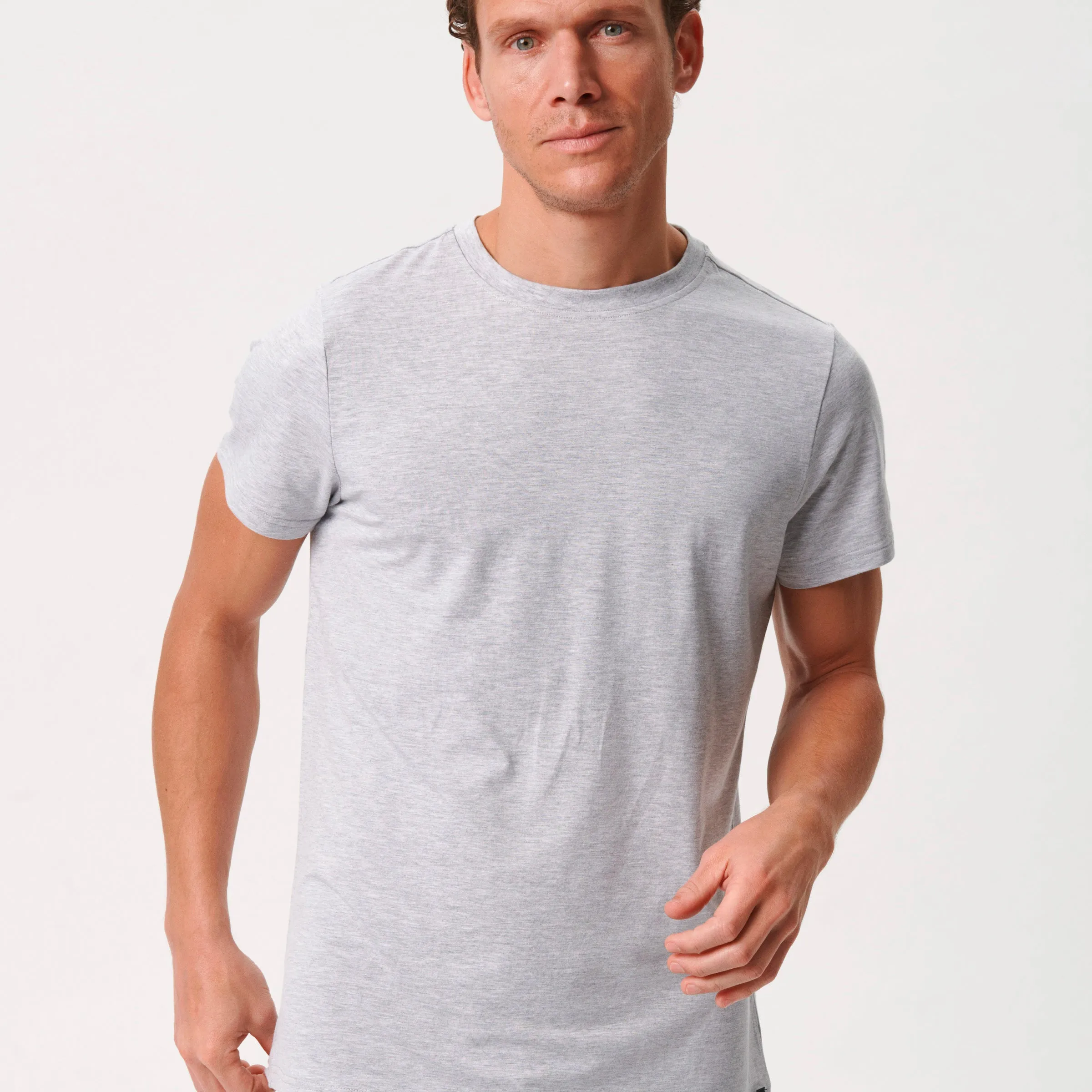 Lysegrå crew neck bambus T-shirt