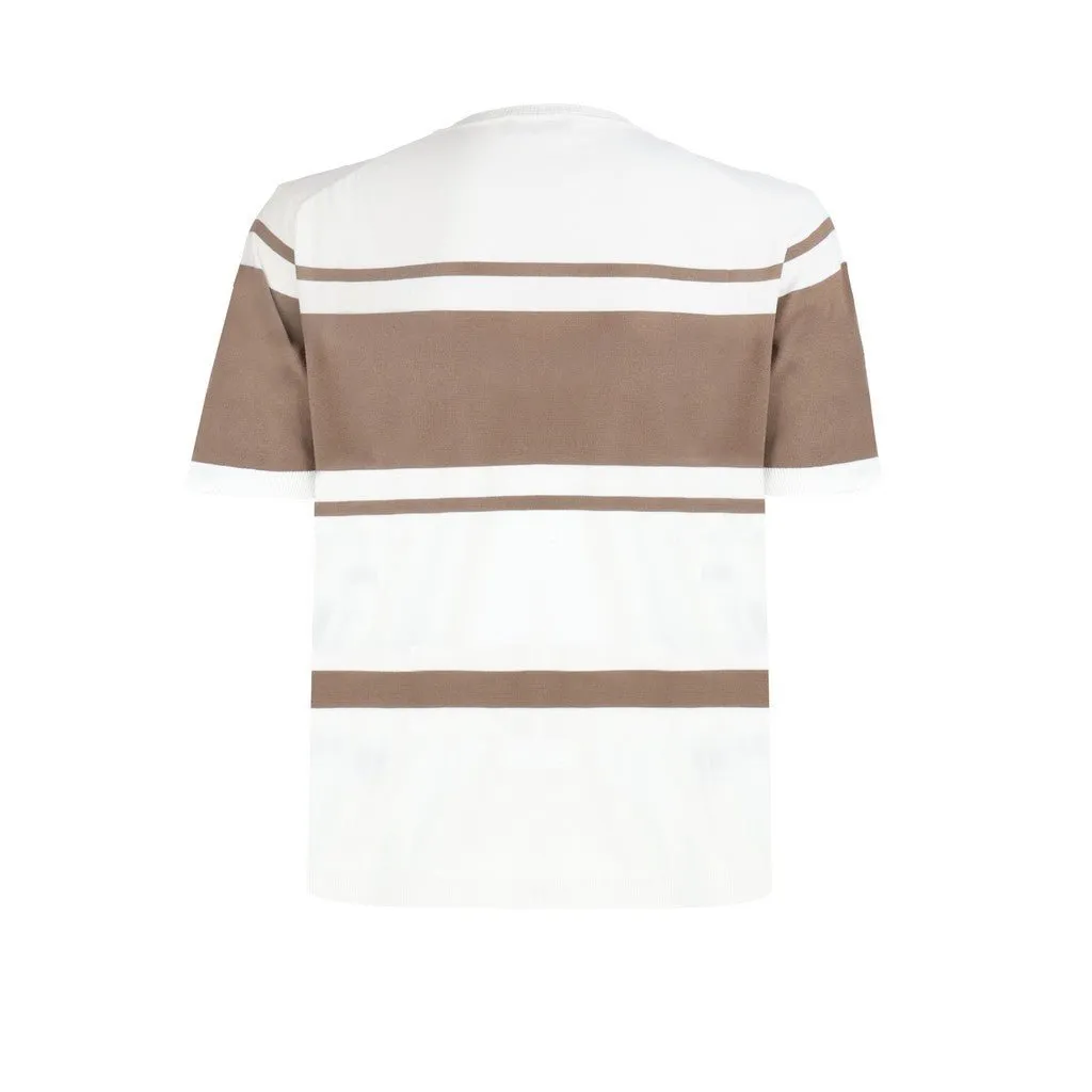 McKINNON & CO X FERRANTE Crew Neck Stripe T-Shirt BROWN/WHITE