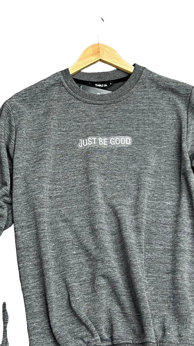 Mens Dark Gray Sweatshirt Crewneck Long Sleeves Fleece