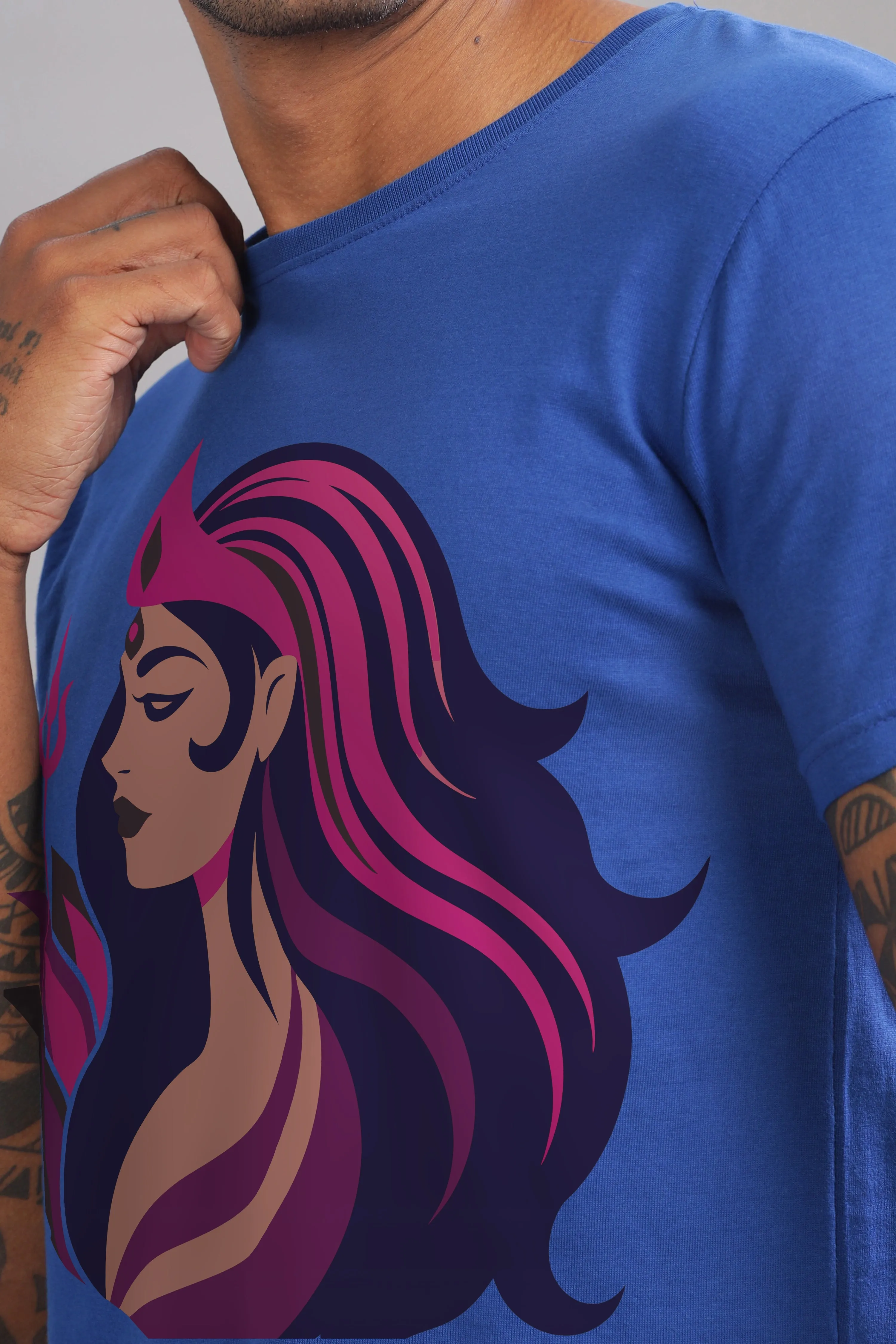 Moksh - 100% Cotton Royal Blue Crewneck Half Sleeve Unisex T-Shirt