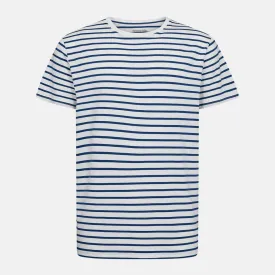 Navy/hvid stribet crew neck bambus t-shirt