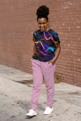 Neon Wave Print Women's All Over Printed T-Shirt