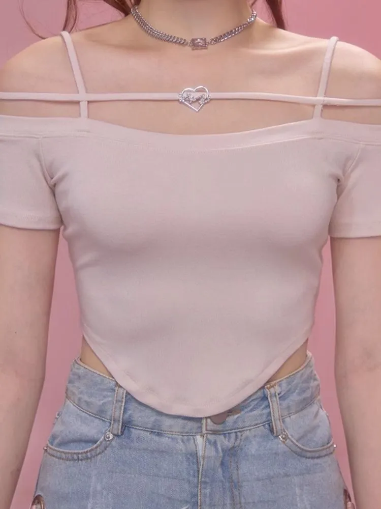 One-shoulder short-sleeved t-shirt【s0000006599】