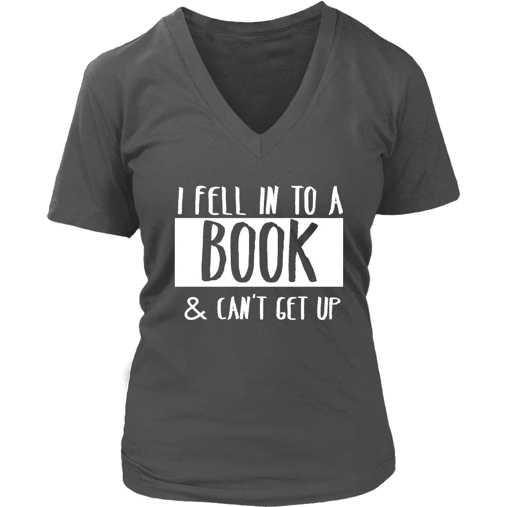 "I Fell Into A Book" V-neck Tshirtv