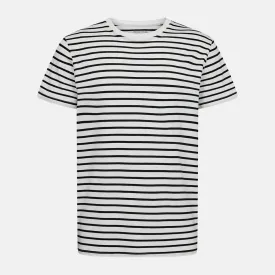 Sort/hvid stribet crew neck bambus t-shirt