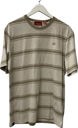 Superdry Beige Relaxed Fit Stripe T-shirt UK L
